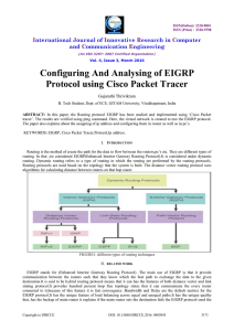 Configuring And Analysing of EIGRP Protocol using Cisco