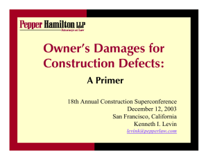 Owner`s Damages for Construction Defects