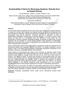 Sustainability Criteria for Bioenergy Systems: Results
