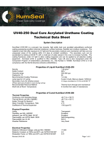 UV40-250 Dual Cure Acrylated Urethane Coating Technical Data