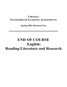 END OF COURSE English: Reading/Literature and Research