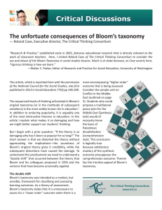 The unfortuate consequences of Bloom`s taxonomy