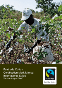Fairtrade Cotton Certification Mark Manual International Sales