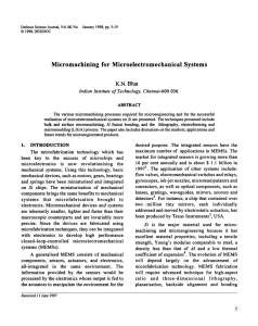 Micromachining for Microelectromechanical Systems