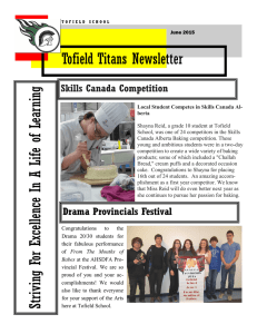 Tofield Titans Newsletter Striving For Excellence In A Life of Learning