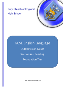 GCSE English Language - Bury Church of England High School