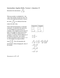 Elementary Algebra Skills, Version 1, Question 1