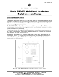 Model DHF-102 Wall-Mount Hands-free Digital Intercom Station