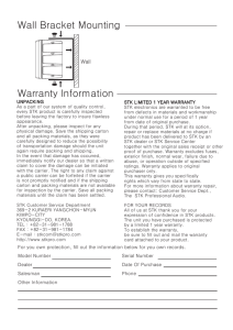 Warranty Information Wall Bracket Mounting