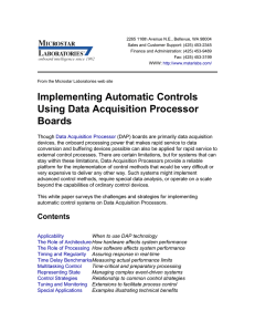 Implementing Automatic Controls Using Data Acquisition Processor