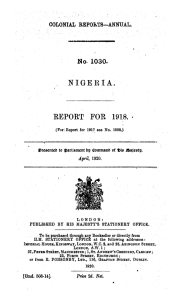Annual Report of the Colonies, Nigeria, 1918