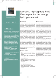 Low-cost, high-capacity PME Electrolyser for the energy hydrogen