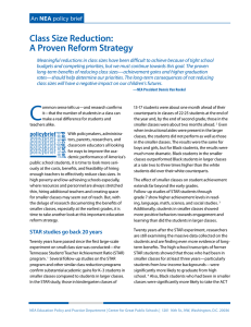 Class Size Reduction: A Proven Reform Strategy