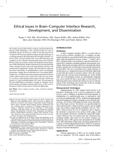 Ethical Issues in Brain–Computer Interface Research, Development