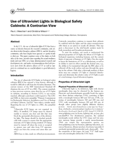 Use of Ultraviolet Lights in Biological Safety Cabinets: A Contrarian