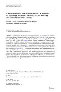 Climate Consensus and `Misinformation`: A Rejoinder to Agnotology