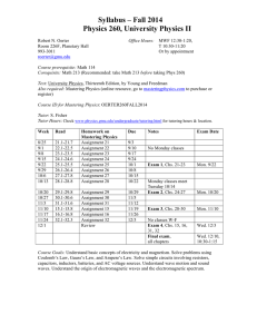 Syllabus – Fall 2014 Physics 260, University Physics II