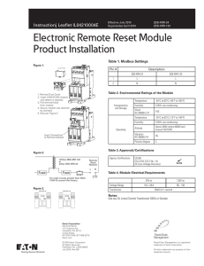 Electronic Remote Reset Module Product Installation