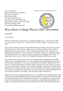 Bryn Mawr College Physics 2007 Newsletter