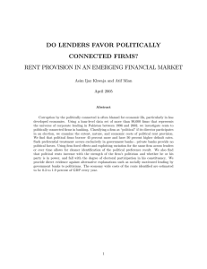 do lenders favor politically connected firms? rent provision in an