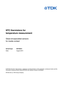 NTC thermistors for temperature measurement, glass