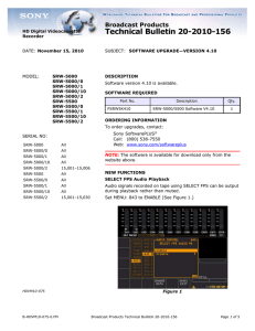 Technical Bulletin 20-2010-156 - Sony ServicesPLUS site for