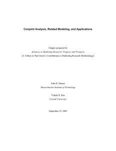 New Research Issues Related to Conjoint Analysis