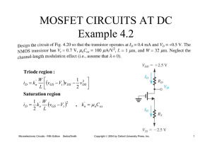 MOSFET CIRCUITS AT DC Example 4.2