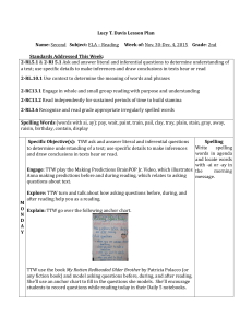 Lucy T. Davis Lesson Plan Name: Second Subject: ELA – Reading