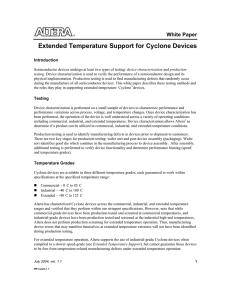 Extended Temperature Support for Cyclone Devices