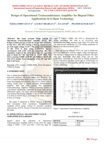 Design of Operational Transconductance Amplifier for Biquad Filter