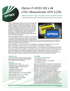 Optrex F-51553 128 x 64 COG Monochrome STN LCDs
