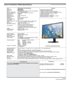 Lenovo ThinkVision T2054p Specifications