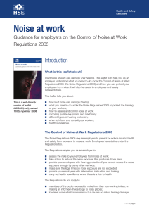 Noise at work: Guidance for employers on the Control of Noise at Work