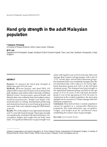 Hand grip strength in the adult Malaysian population