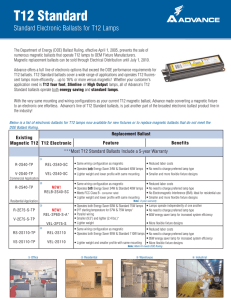 T12 Standard Electronic Ballasts for T12 Lamps