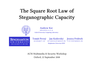The Square Root Law of Steganographic Capacity Outline
