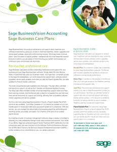 Sage BusinessVision Accounting Sage Business Care Plans