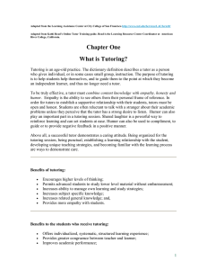 Chapter One What is Tutoring?