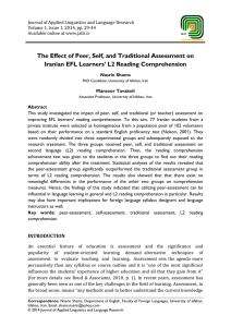 The Effect of Peer, Self, and Traditional Assessment on Iranian EFL