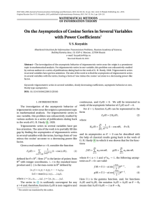On the Asymptotics of Cosine Series in Several Variables with