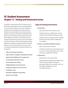 IV. Student Assessment - Office of Distance Learning