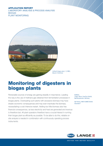 Monitoring of digesters in biogas plants