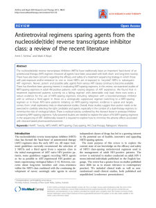 Antiretroviral regimens sparing agents from the nucleoside(tide