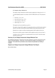 Summary of Low Voltage Components Voltage Withstand Test