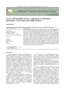Factors Affecting Dairy Farmers` Application of Agricultural Innovations
