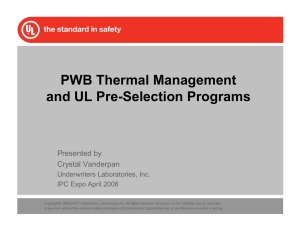 PWB Thermal Management and UL Pre-Selection Programs