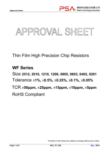 Thin Film High Precision Chip Resistors WF Series Tolerance ±1