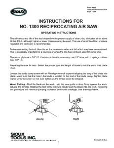 instructions for no. 1300 reciprocating air saw