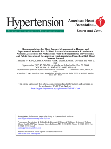 Recommendations For Blood Pressure Measurement In Humans